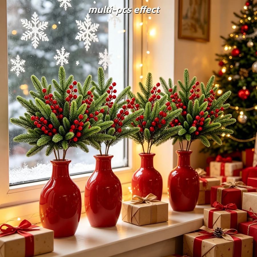 Christmas Tree Artificial - 25pc UV-Resistant Artificial Pine Berry Garland