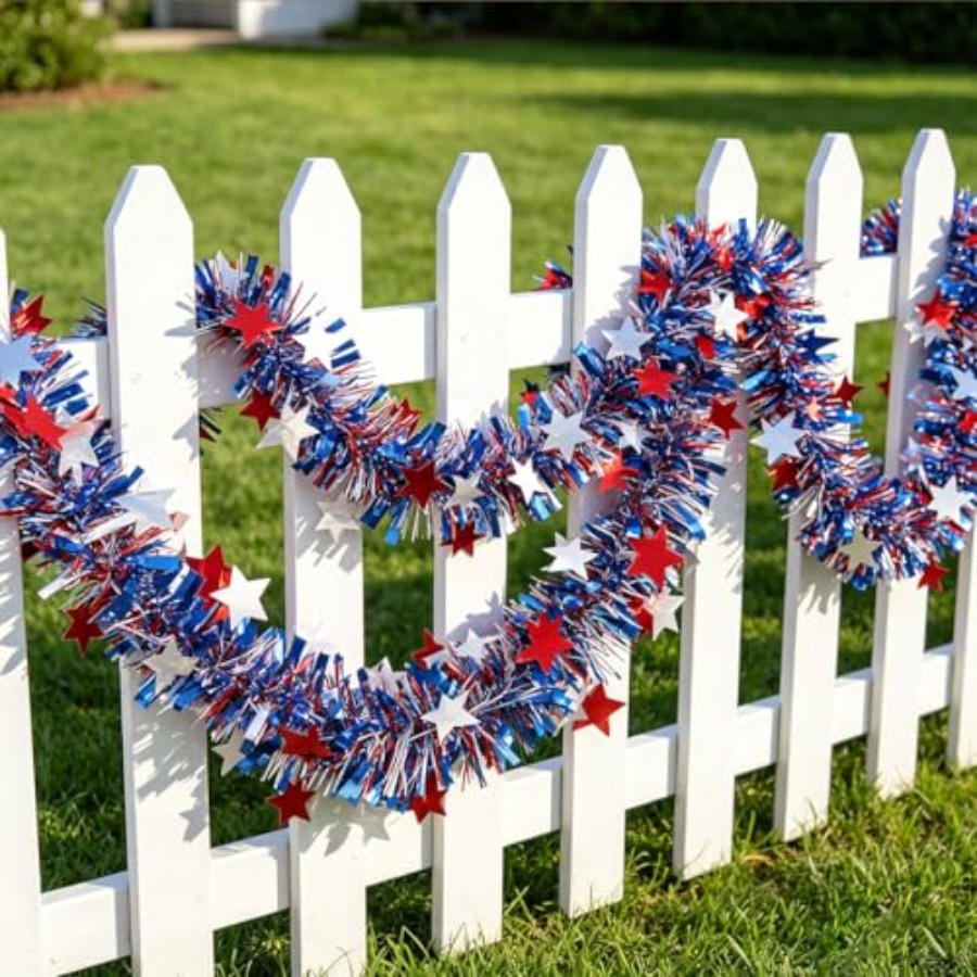 Tinsel Garland Decoration - 33Ft 4th of July Tinsel Garland