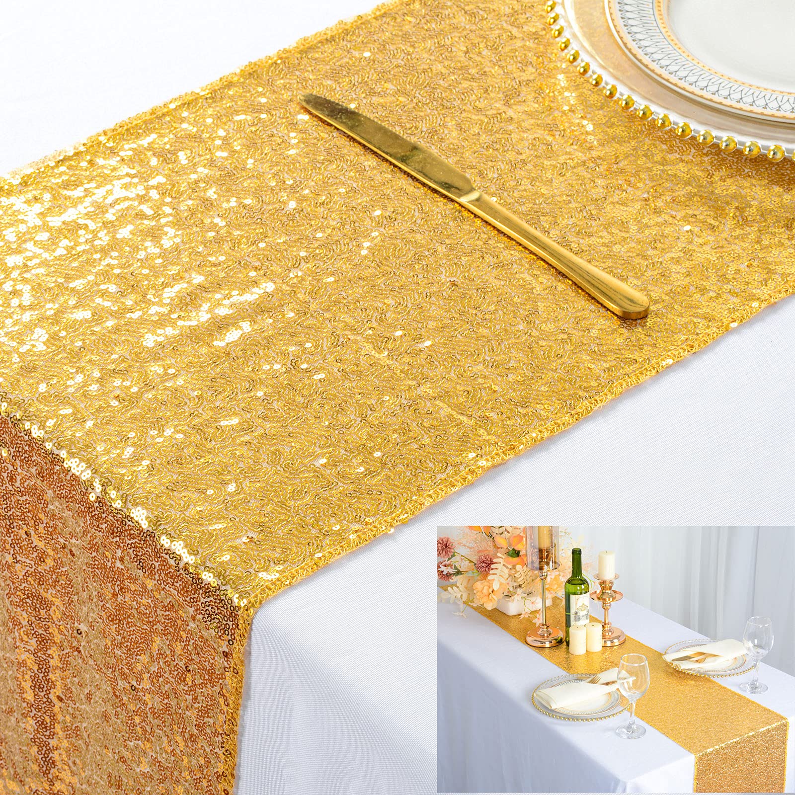 Christmas Table Runner - Sequin Table Runners Gold Table Runner