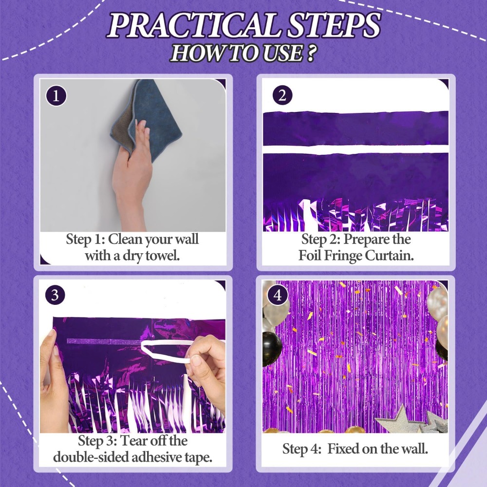 Foil Fringe Backdrop Purple Sh - огляд і ціна Tinsel Garland Decoration