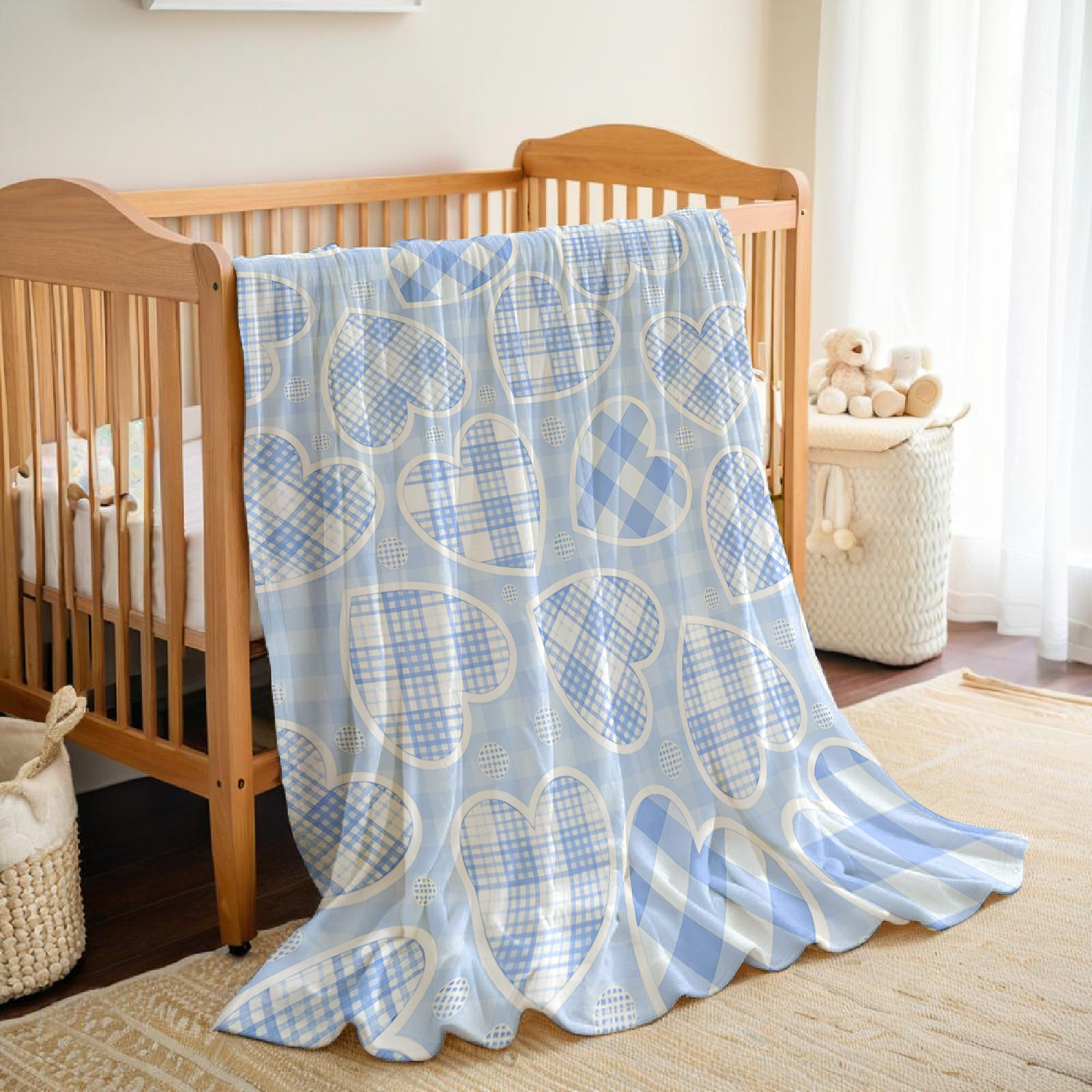 Blue Plaid Heart Cartoon Anime - огляд і ціна Christmas Throw Blanket