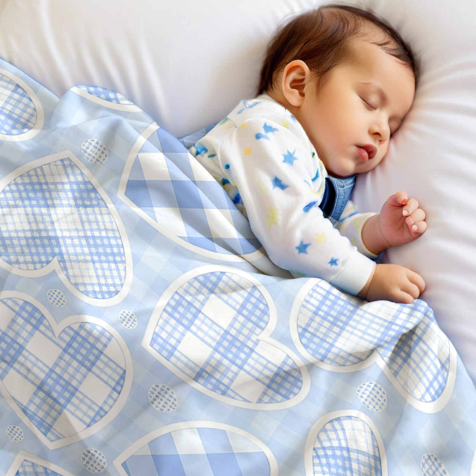 Blue Plaid Heart Cartoon Anime - огляд і ціна Christmas Throw Blanket