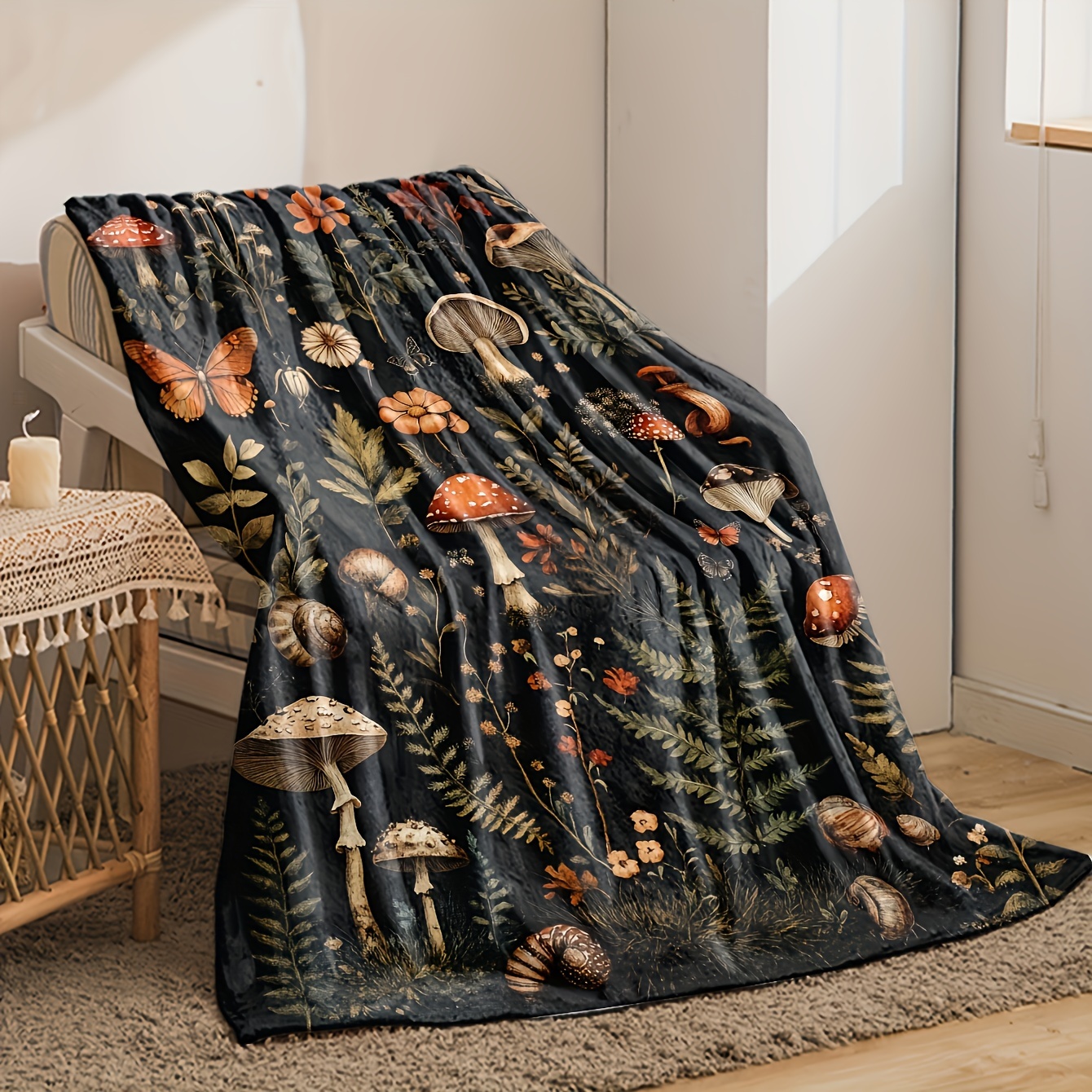 Vintage Mushroom & Floral Flan - огляд і ціна Christmas Throw Blanket