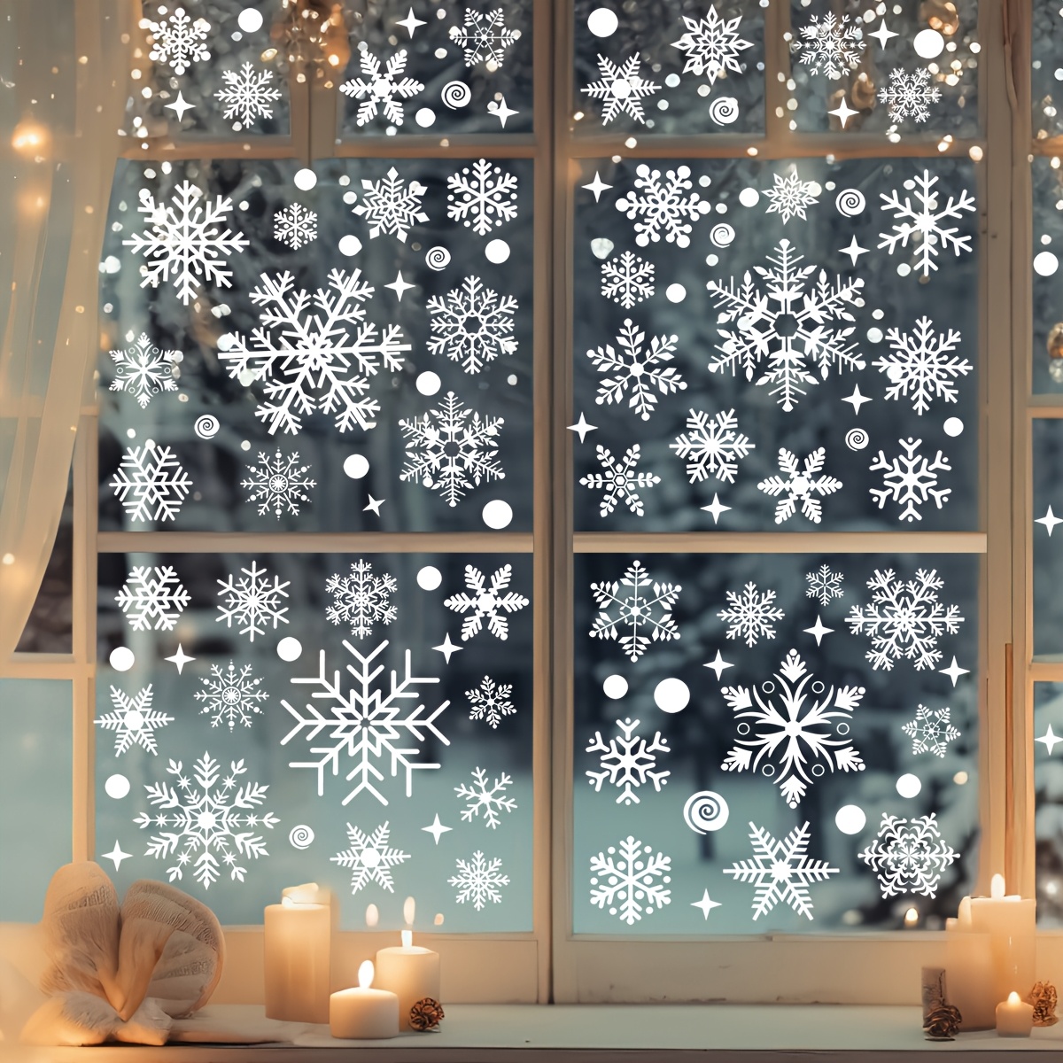 4 sheets Christmas Window Stic - огляд і ціна Snowflake Window Decal