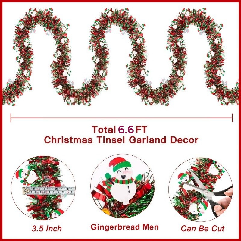 2M Red Green Christmas Tinsel  - огляд і ціна Tinsel Garland Decoration