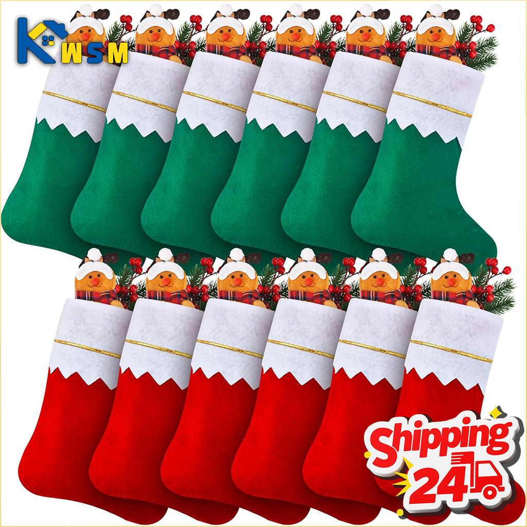 Double Sided Gold Trim Christm - огляд і ціна Christmas Stocking Hanging