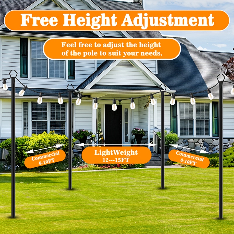 6pcs Metal Light Poles, 8.9ft  - огляд і ціна Christmas Lights Outdoor