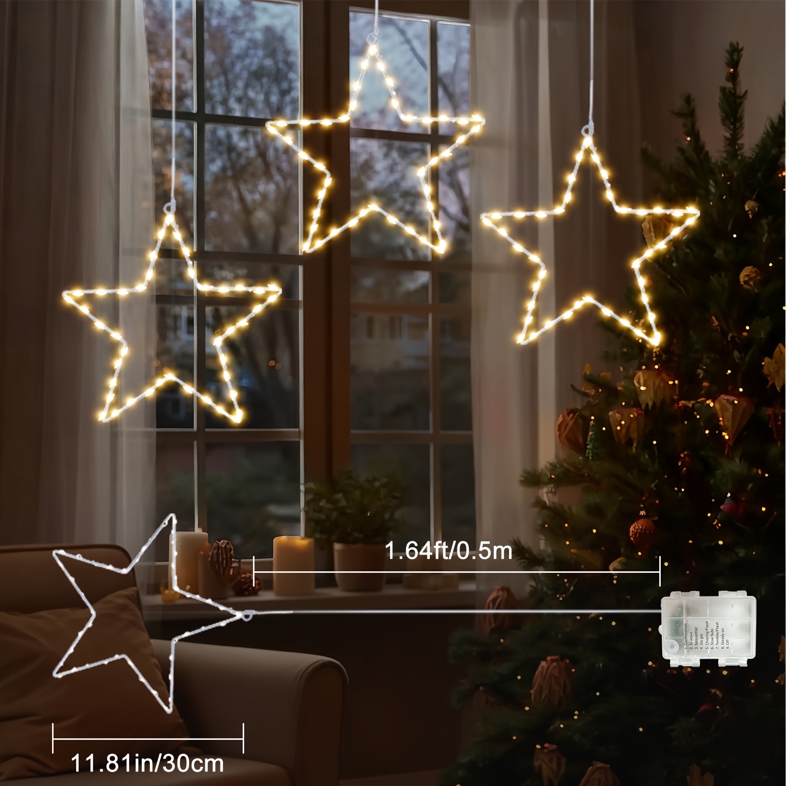 6/3pcs Battery Operated Hangin - огляд і ціна Christmas Lights Outdoor