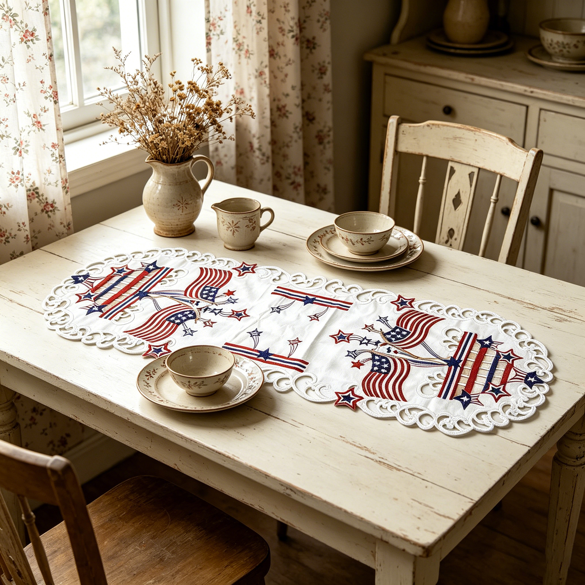 USA Independence Day Flag Embr - огляд і ціна Christmas Table Runner