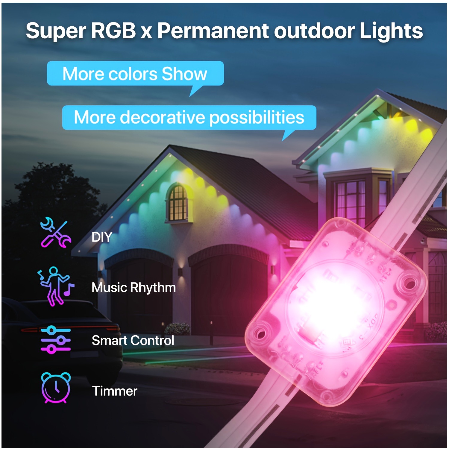 RGB+IC Smart Outdoor Eaves Lig - огляд і ціна Christmas Lights Outdoor