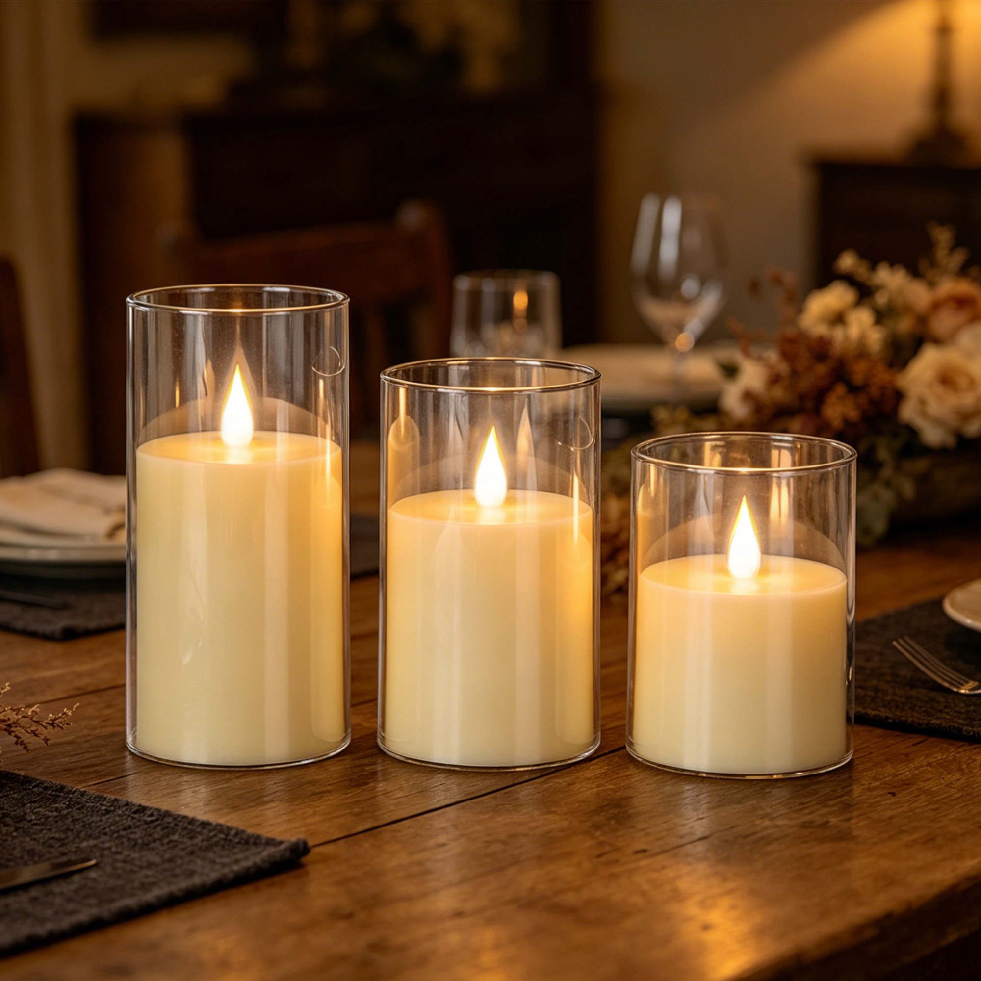 3-Piece LED Flame-Free Candle  - огляд і ціна Holiday Candle Set