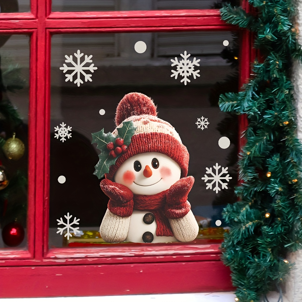 1pcs 2D Flat Smiling Snowman w - огляд і ціна Snowflake Window Decal