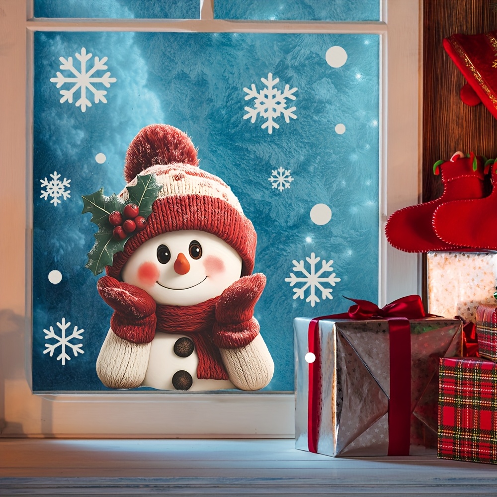 1pcs 2D Flat Smiling Snowman w - огляд і ціна Snowflake Window Decal