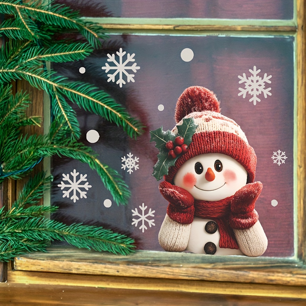 1pcs 2D Flat Smiling Snowman w - огляд і ціна Snowflake Window Decal